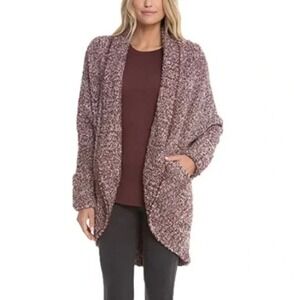 Barefoot Dreams CozyChic Cocoon Maroon Cardigan Shawl S/M